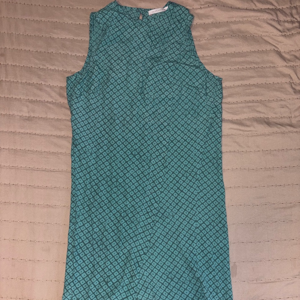 Manaola Sleeveless Teal Patterned Dress